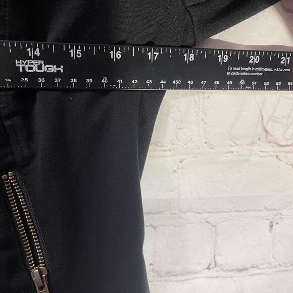 CABI Black Moto Ponte Knit Asymmetrical Zip Snap Jacket - Picture 6 of 7